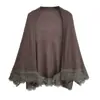 Nuevo Chal de Punto con Adorno de Encaje Elegante Ligera Lujo Sensación de Alta Gama Capa para Mujer Otoño Invierno Crochet Color Sólido Cárdigan Ropa Exterior
