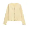Atacado Comércio Exterior Transfronteiriço Europeu e Americano Roupas Femininas Primavera e Outono 2025 Jaqueta Suéter de Tricô Decorativa em Camadas de Manga Longa para Mulheres G82582