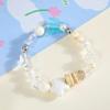 Pulsera de Plata Blanca con Estrellas, Camelia Rosa con Esmalte Rosa de Hada, Pulsera de Amor para Niños, Pulsera para Novia