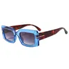 Nuevas Gafas de Sol Cuadradas en Forma de T con Estampado de Leopardo y Carey Retro Europeas y Americanas Transfronterizas para Mujer Estilo Callejero Gafas de Sol Retro Modernas T2214