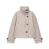 Ropa Europea y Americana Transfronteriza para Mujer Moda Ins Chaqueta Holgada de Color Sólido con Cuello Alto 6318293