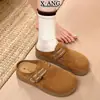 Zapatos para mujer súper suaves, de suela gruesa, sin cordones, con parte superior de gamuza, sin tacón, perfectos para días perezosos, estilo Birkenstock, medias pantuflas de punta cerrada