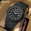 Reloj Creativo Sanda Bicolor 50m Resistente al Agua Calendario Simple Números Árabes Reloj de Cuarzo Unisex Popular Transfronterizo