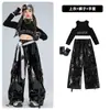 Roupas de Jazz para Meninas Preto Mostrando o Umbigo Ombro a Ombro Roupa de Performance Conjunto Meninas Passarela Hip-Hop Roupa da Moda Roupa de Performance para Mulheres