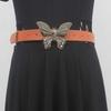Cinturón de mujer con diseño de mariposa, fino, con hebilla plateada y negra, con diseño decorativo para abrigo, falda, pantalones y chaqueta de plumas, de gran sentido.