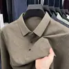 Bestseller de transmisión en vivo: nueva camiseta de manga larga para primavera/otoño para hombre, un polo estampado versátil y moderno con cuello, perfecto para hombres de mediana edad