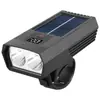 Luz frontal doble recargable para bicicleta alimentada por energía solar con pantalla digital LCD, batería de larga duración, luz frontal fácil de quitar para ciclismo nocturno en bicicleta de montaña
