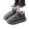 Zapatos de Algodón para Hombre Otoño e Invierno Nuevos Hogar Interior Suela Gruesa Forro Polar Cálido Impermeable de PU Talón de Bolsa Pantuflas de Algodón para Mujer para Usar Afuera