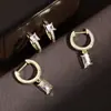 Pendientes y Tachuelas de Cobre Incrustados con Circonita Verde Serie, de Venta Caliente Transfronteriza para Mujer, Pendientes Geométricos de Moda, Tendencia Versátil y Sencillos