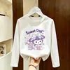 Ropa de Otoño para Niños Camisetas de Algodón Puro para Niñas Nueva Colección Primavera y Otoño 2026 Camiseta Versátil Linda con Estampado de Dibujos Animados de Manga Larga