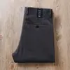 Pantalones grises de alta gama para hombre, sarga lavada, otoño e invierno, algodón grueso, microelástico, cintura media-alta, corte recto holgado, pantalones casuales