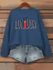 Sudadera con estampado de paisaje urbano de Londres para mujer, Ropa de otoño holgada, Suéter de punto de manga larga para combinar