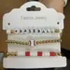 Pulseras de Arcilla Suave Deportivas, Colgantes de Aleación de Béisbol, Baloncesto, Fútbol, Pulseras Apilables de Arcilla Suave de Colores, Joyería de Cuentas de Voleibol