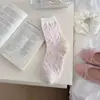 Calcetines Mujer Primavera Verano Delgados Rosas Florales Encaje Hasta el Muslo Apilados Calcetines Ins Modernos Simples Versátiles Estudiante Calcetines de Media Pantorrilla