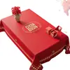 Mantel 2026 Año Nuevo Rojo Festivo Impermeable Resistente al Aceite Resistente al Calor Lavable Boda Mesa de Café Tela Decorativa de Ambiente
