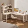 Mesa de Canto em L Mesa de Computador Mesa de Trabalho Uso Doméstico Mesa de Canto Estante Integrada Quarto Mesa para Meninas Bancada de Trabalho