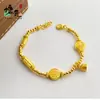 Loja de Ouro Mesmo Estilo Pulseira da Fortuna Cinco Vias Cor Dourado Areia para Mulheres, Joia Retro Fashion Versátil e Única