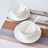 Juego de Tazas de Café de Porcelana Ósea Jingdezhen, Juego Sencillo Estilo Europeo para el Té de la Tarde, Tazas de Café para el Hogar con Platillo y Borde Dorado