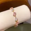 Pulseira Flor Laço Pedra Rosa Princesa Cubo de Açúcar Estilo Doce Coreano Joia de Luxo Leve de Alta Qualidade Atacado