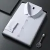 Nova Camisa Masculina de Negócios Casual de Cor Sólida com Colarinho para Primavera e Outono de 2026, Sem Amassar, Não Precisa Passar, Tecido Elástico, Top Formal