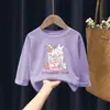 H2149#100% Algodão Infantil Primavera e Outono Nova Camiseta de Manga Longa Jaqueta para Meninas para Crianças e Meninos Camiseta Básica Tendência