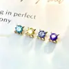 Aretes redondos de aleación de titanio F-136 color dorado con zirconia en forma de estrella, joyería para piercing de labio de titanio G23 con rosca interna y zirconia