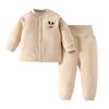Conjunto de Ropa Térmica para Bebé, Ropa Interior Acolchada Engrosada de Otoño e Invierno, Conjunto de Dos Piezas de Cintura Alta con Protección para la Barriga, Ropa para Bebé, Pijamas, Ropa de Invierno