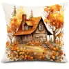 Funda de almohada de hoja de arce y calabaza de otoño transfronteriza Cubierta de cojín para sofá de casa de campo Venta directa de fábrica Hoja de arce