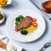 Platos Redondos Blancos Puros Estilo Occidental de Cerámica para Hotel Platos Comerciales Platos para Bistec Platos de Hueso Platos Planos Platos Hondos Venta al por Mayor para Exportación