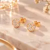 Brincos de zircônia cúbica branca com cravação de pedras, estilo explosão de desejos transfronteiriços, brincos de diamante femininos, joia de orelha versátil e elegante