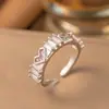 Anel Aberto Fofo Estilo Coreano com Orelhas de Coelho para Mulheres, Anel Criativo Pequeno Fresco com Folha de Diamante para Articulação do Dedo Indicador