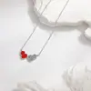 Colar de Abóbora Dupla Esmaltada Kirin Vermelho de Alto Padrão para Mulheres com Diamantes Completos, Pingente de Abóbora da Sorte e Prosperidade, Corrente de Clavícula com Design Exclusivo