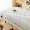Mantel de Mesa Crema Estilo Dibujos Animados, Impermeable, Resistente al Aceite, Lavable, Cubierta de Mesa de Comedor de PVC, Cubierta de Mesa de Café Cuadriculada Estilo Ins que Inspira Ambiente