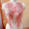 Changshu Runfa Roupa Par à Venda Cor Champagne Indústria Pesada Par Laser Flor Bordado com Contas Adorno de Cabeça Decoração de Moda Brilha