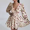 2026 Verano Nuevo Estilo Transfronterizo Europeo y Americano Comercio Exterior Ropa de Mujer Elegante Estilo Resort Francés Vestido Estampado con Volantes