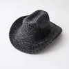 Chapéu de Cowboy Ocidental com Estampa de Leopardo Estilo Europeu e Americano Transfronteiriço Chapéu Quente de Inverno Chapéu de Feltro de Alta Qualidade para Mulheres Chapéu Estilo Cavalheiro