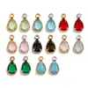 Colgante de gota de agua de acero inoxidable con diamantes, chapado en oro de 18 quilates con piedra de cristal de color en forma de corazón, colgante accesorio para joyería DIY