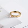 Anillo Zircón Estilo Coreano Simple Cinco Diamantes Seis Garras para Mujer Diseño Nicho Moderno Personalizado Acero Titanio Oro Anillo Dedo Índice