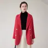 Novo Casaco de Lã Dupla Face Feminino para Outono e Inverno, com Gola Boneca, Mangas Longas e Bolsos Duplos para um Visual Jovem