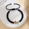 Pulseira Feminina Ajustável Cruzada Novo Produto Olho Preto e Azul de Diamante Borboleta Pingente Nó Plano Tecido à Mão