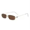 Nuevas Gafas de Sol Metálicas de Medio Marco para Hombre Estilo Europeo y Americano con un Toque Personalizado de Alta Gama, Lentes Recubiertos, Gafas Pequeñas de Marco de Moda al por Mayor