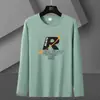 Fabricante Direto Primavera e Outono Nova Tendência Gola Redonda Masculina Tamanho Grande Camisa Masculina Top Tendência Manga Longa Camiseta Versátil Camiseta de Outono