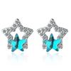 Brincos de Pino Femininos Celebridade da Internet Brincos Elegantes Estrelas Pentagonais Azuis Simples Ins Coração Feminino Novos Brincos de Pino da Moda