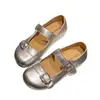 Sapatos Rasos Redondos Prateados Estilo Retro para Mulheres Outono 2026 Novo Estilo com Saias Sapatos Pequenos de Couro Estilo Ballet Francês Mary Jane