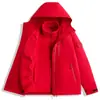 Nuevo Chaqueta Tres en Uno para Exteriores Otoño/Invierno 2026 Impermeable Cortavientos Bloque de Color Capucha Desmontable Hombres y Mujeres Tres en Uno Hombres