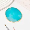 Nova Paleta de Cores para Nail Art de Resina Imitação de Ágata Antiderrapante com Borda Dourada para Exibição e Fotografia de Unhas
