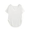 Verão 2025 Novo Spice Girl Top Grande com Decote U Manga Curta Feminino Bainha Curva Leve Modal Casual Camiseta
