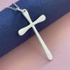 Temu AliExpress Joyería europea y americana chapada en plata 925 46CM de largo colgante de cruz collar de cadena delgada suministro en stock