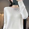 Camiseta base de punto para mujer, cuello redondo, corte ajustado, suéter de punto de manga larga para otoño e invierno, estilo básico simple, top versátil para usar en capas