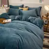 Conjunto de quatro peças de leite veludo espesso de inverno, conjunto de três peças de flanela, lençol e capa de edredom, antiestático para dormir nu, impressão e tingimento reativos